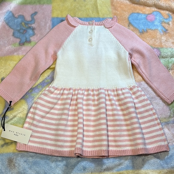 NWT Max studio baby sweater dress, long sleeve pink penguin dress size 12 mo - Picture 3 of 6